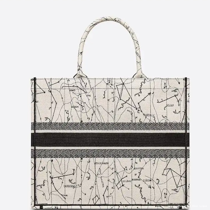 Cheap Grey Canvas Dior Constellation Book Motif Tote 0620 Luxury